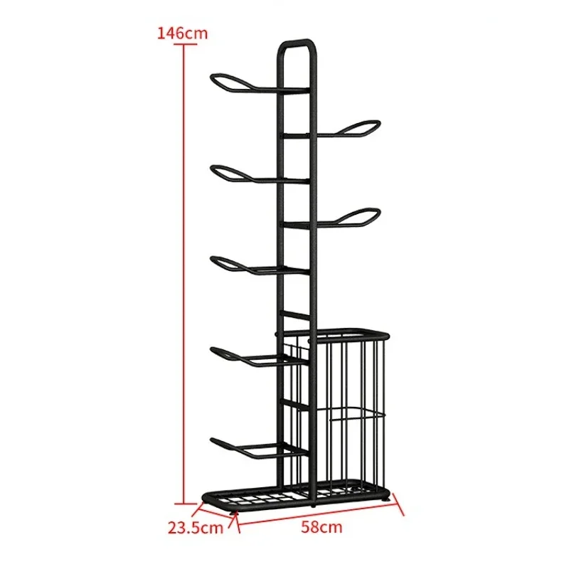 8 Tier Wall Mounted Basketball Rack, Vertical Football Holder, Soccer Stand, Ball Rack with Basket for Garage, Tool Room