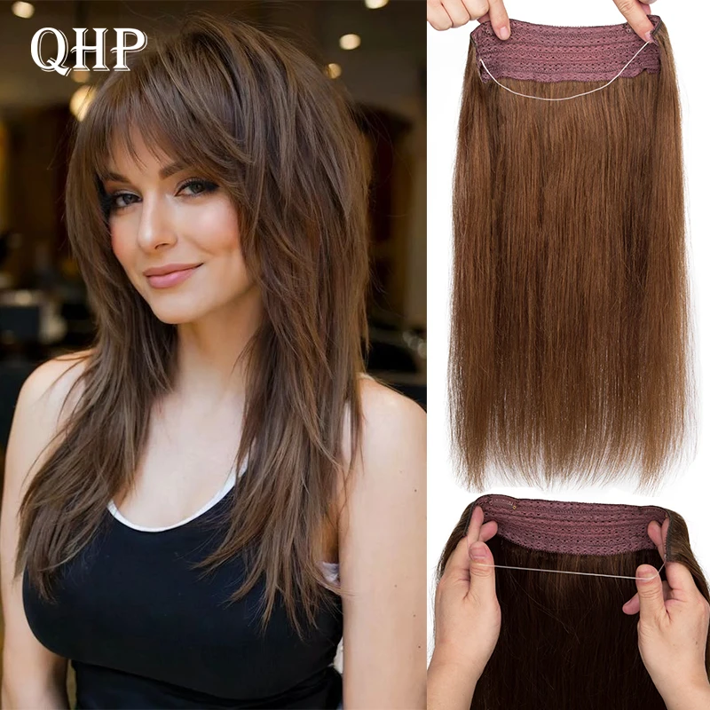 qhp-straight-clip-human-hair-extensions-remy-fish-line-hair-extensions-natural-hair-weft-12-26inch-black-613-blonde-ombre-color