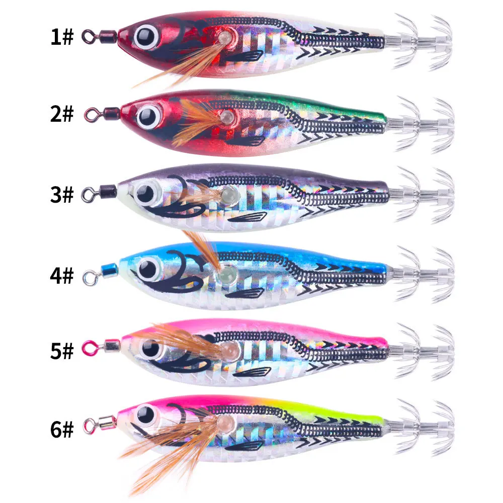 Luminous Squid Jig Hooks Saltwater Glow Fishing Lures Jigs Cuttlefish Jig Baits Fluorescent Octopus Lures for Night Fishing