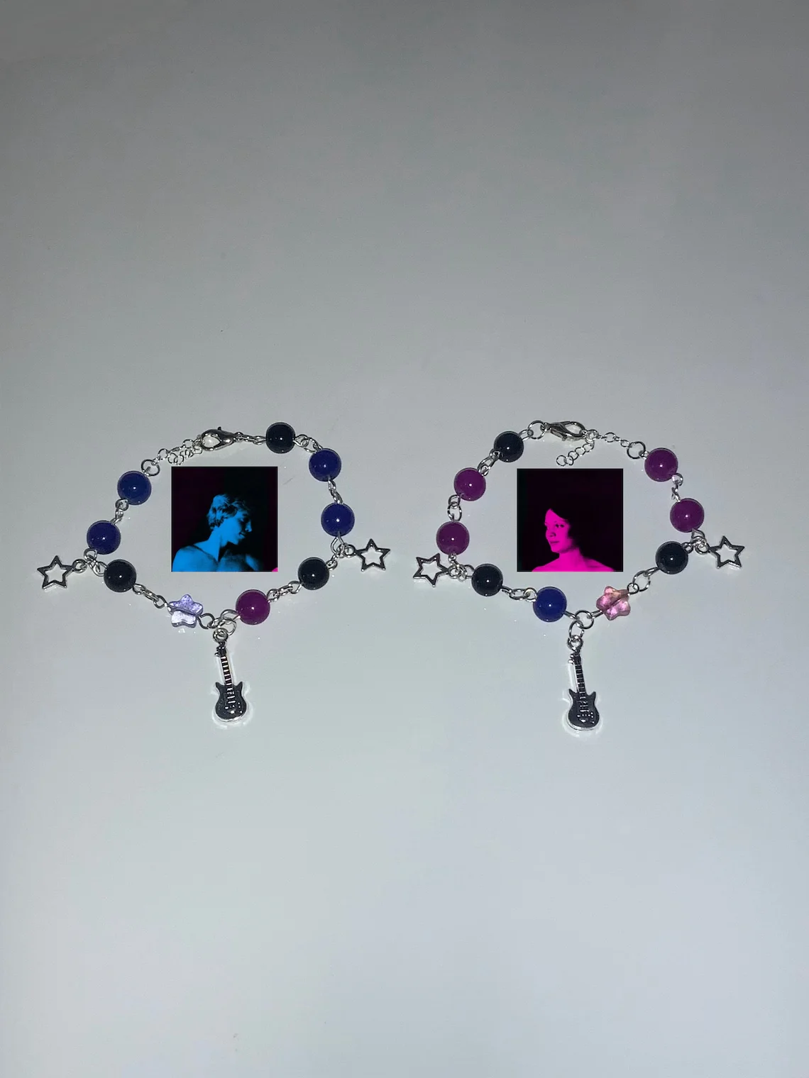 Tv girl matching friendship coppia bracciali y2k acubi grunge trendy estetica blu rosa chitarra star Girl