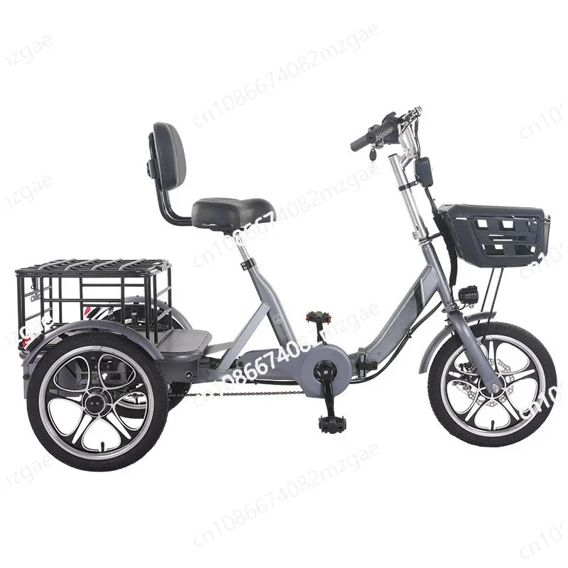 

Family Adult Electric Bicycle Fold With Rear Basket Double Brakes 400W Powerful Electric Tricycles 3 Wheel Electric Cargo Bike