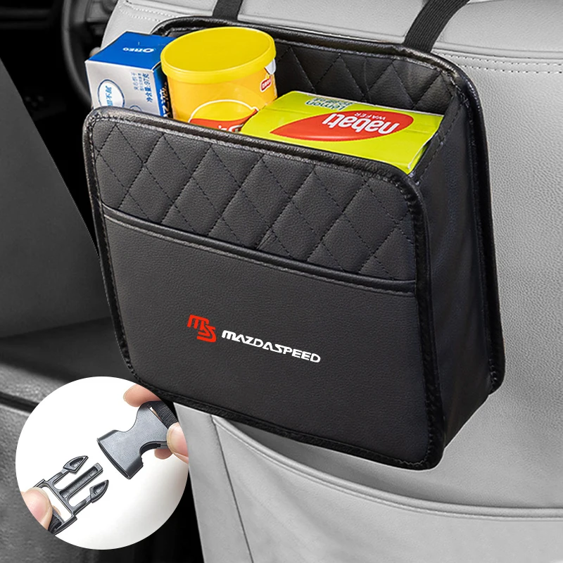 

Car Backrest Storage Bag Leather Hanging Box Seat Back Organizer For Mazda CX5 6 3 CX7 323 Axela Atenza Demio CX30 CX3 CX9 MX5