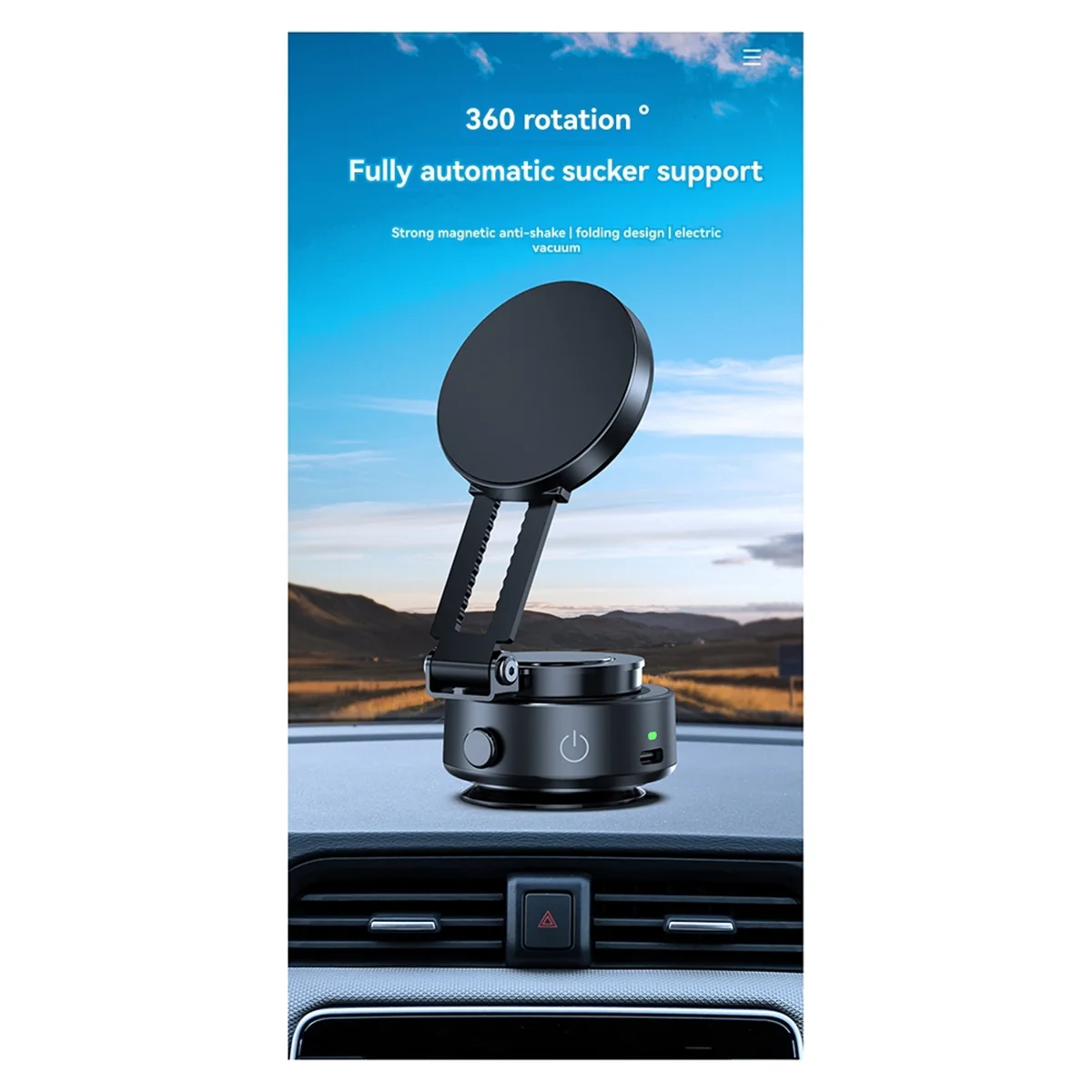

A74Z Магнитный автомобильный держатель для телефона на присоске, электрический магнитный автомобильный держатель для телефона, складное регулируемое автомобильное крепление