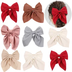 Women Large Bow Hairpins Sweet Satin Bowknot Hair Clip Barrettes Elegant Ponytail Holder Clip Korean Headwear Hair Accessories