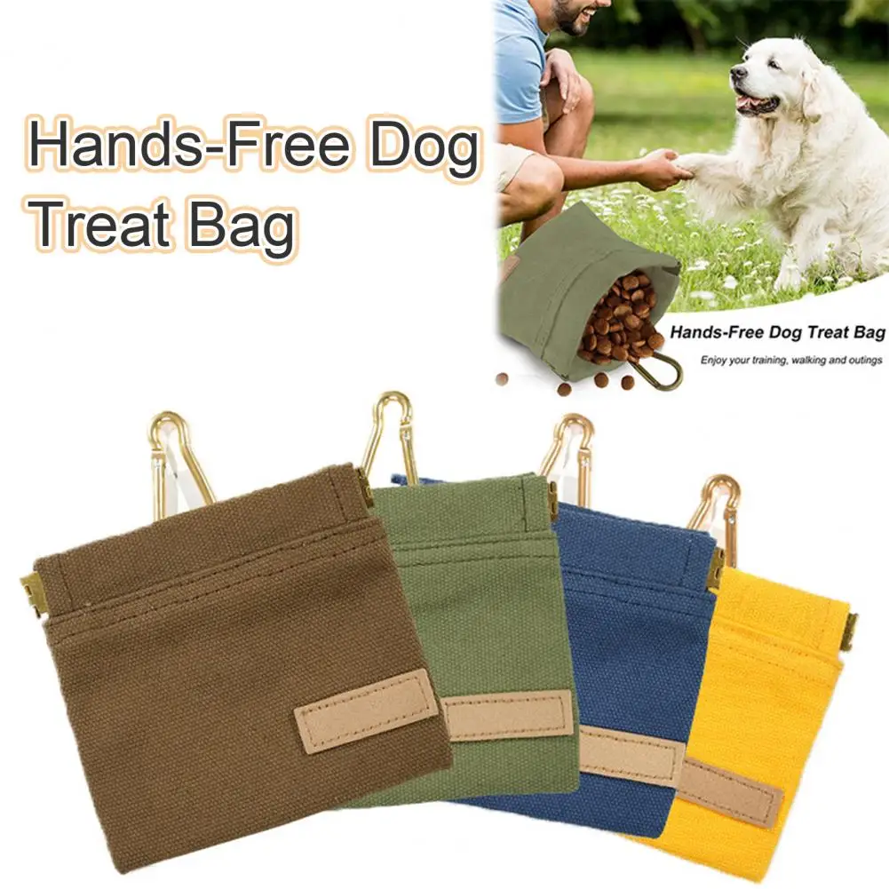 12*12cm Canvas Pet Snack Bag Portable Hands-Free Coating Dog Treat Pouch With Self-Closing Opening For Puppy Training Outdoor