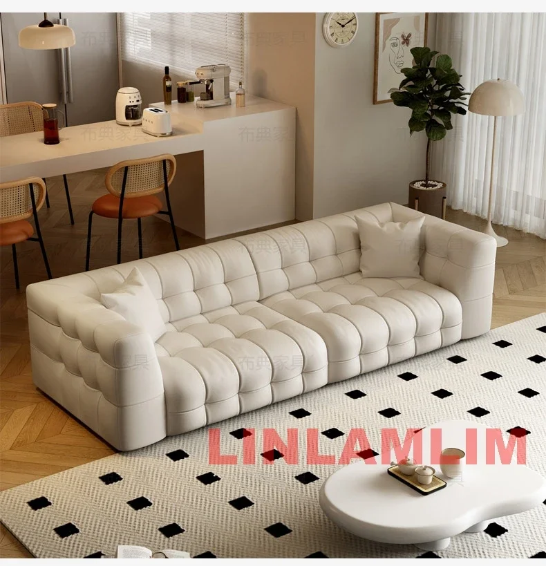 MINGDIBAO Multifunctional Convertible Sofa Bed, Modern Genuine Leather Folding Marshmallow Couch Cama Living Room Home Furniture