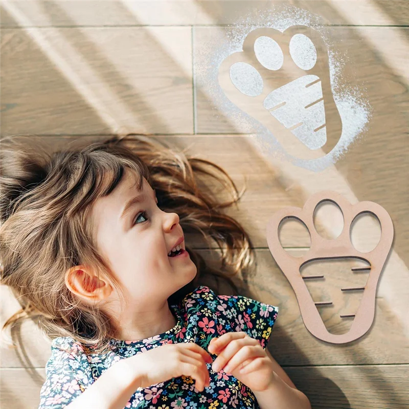 A15F-لافتات عطلة لزينة الدرج الموقد أرنب عيد الفصح بصمة الخشب عيد الفصح الصباح الأرنب قدم الدقيق #3