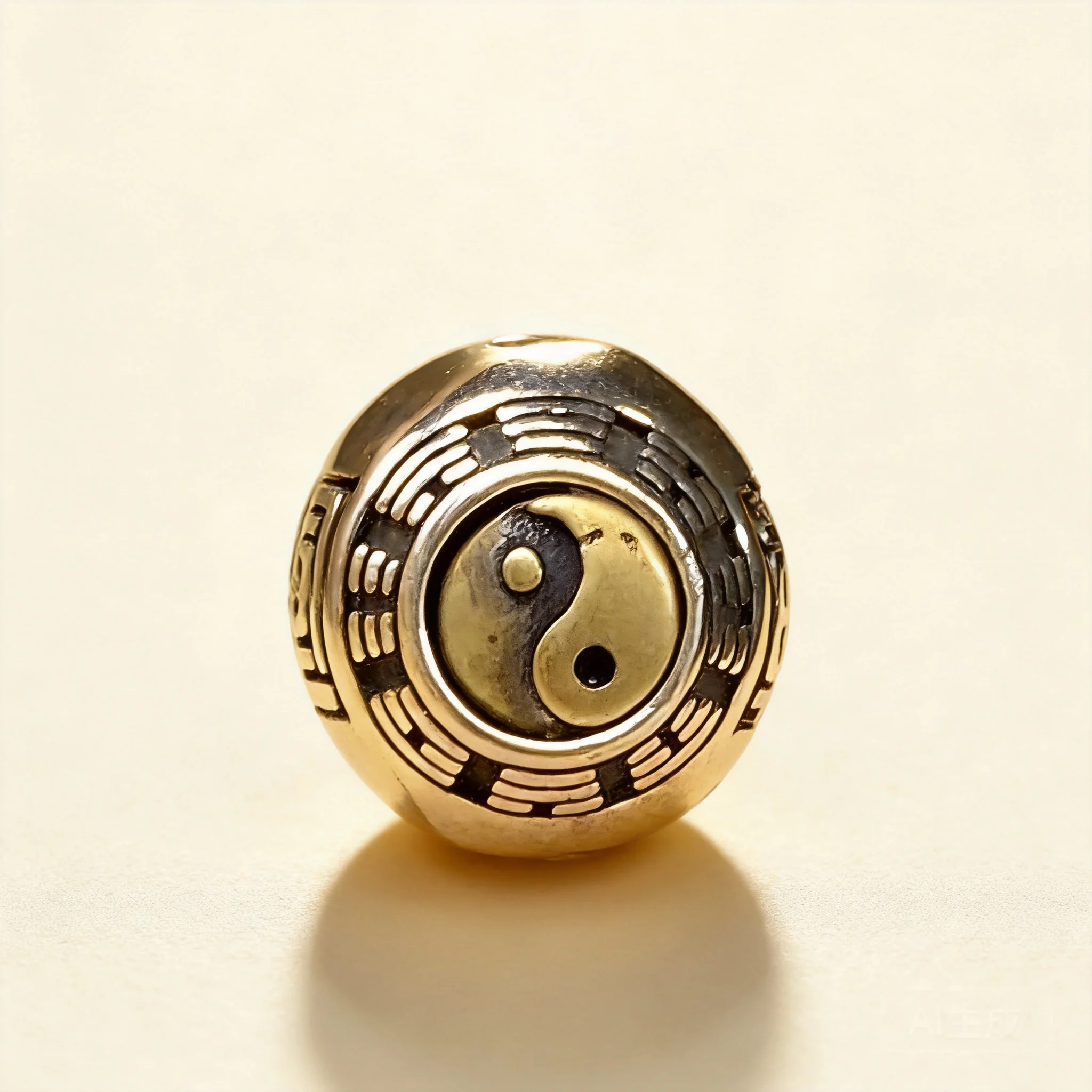 Vintage Chinese Style Tibetan Copper Silver Plated Yin Yang Bagua Good Luck Wealth Blessing Through Hole Bead For Diy Bracelet