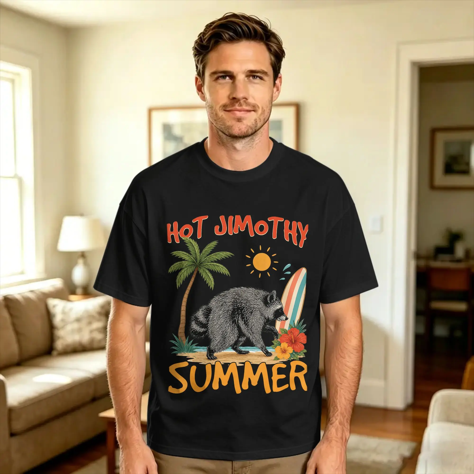 Hot Jimothy Timothy Summer Raccoon Team Stay Weird Gag Gifts T Shirt  Trending T Shirts Short Sleeve Vintage Tops Cotton Tees