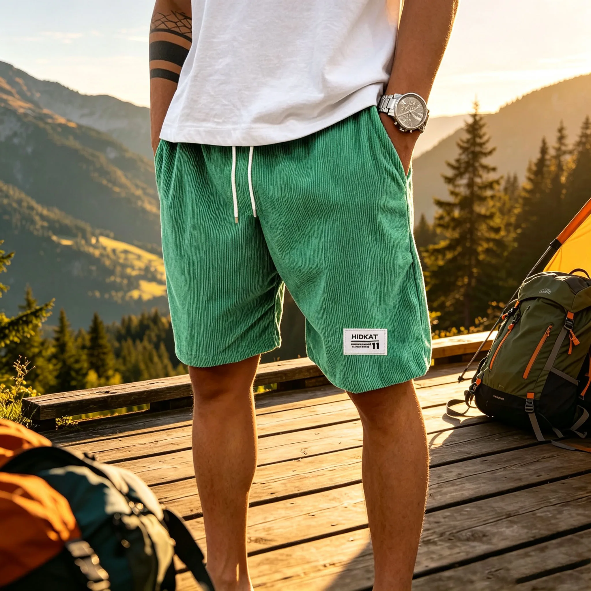 Freizeit-Sportshorts - Lockerer Stretch-Bund mit Kordelzug, atmungsaktive, schnelltrocknende Hose - Denim-Shorts - Erhältlich in mehreren Farben – Detail 8