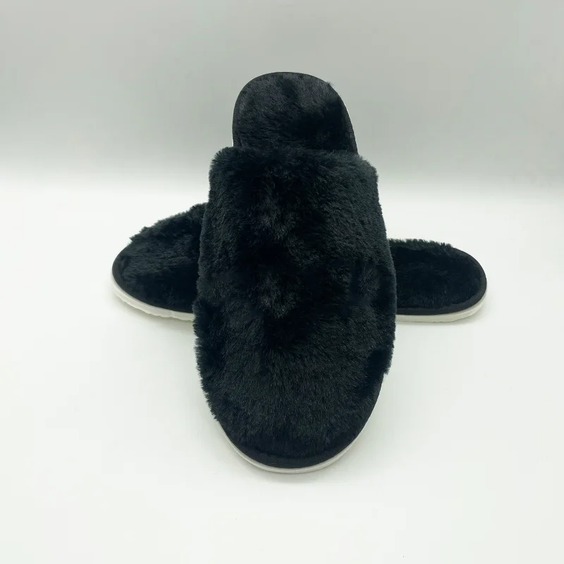 Simple Plush Slipper Customized Personalized Logo Fluffy Slippers Fashion Warm Indoor House Adults Kids Shoes for Party Gifts