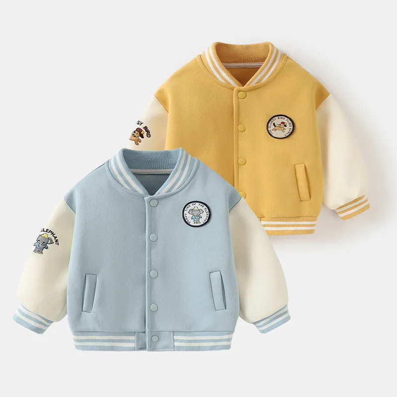 

2025 Autumn Kids Clothes Outerwear Cotton Cartoon Animal Girl Baseball Jacket 0-5Y Baby Boys Girls Cute Korean Varsity Coat