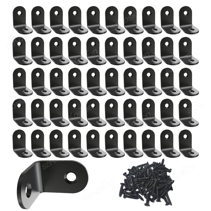 50/10pcs L-shaped Right Angle Support Accessories with Screws Heavy Duty Connection Angle Connector Furniture Wardrobe Fixed