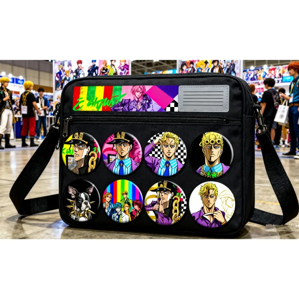 58mm JOJO Anime figure Round Badge Brooches Cool Creative Pins For Clothes Hat Backpack cosplay Decorate Accessories Gift Toy view 6