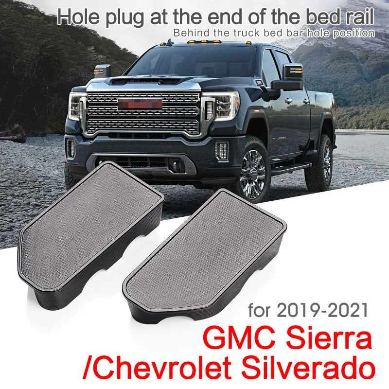 

For Chevrolet Silverado GMC Sierra 2019~2022 Rear Truck Bed Rail Stake Pocket Cover Caps Rail Hole Plugs Covers Car Accessories
