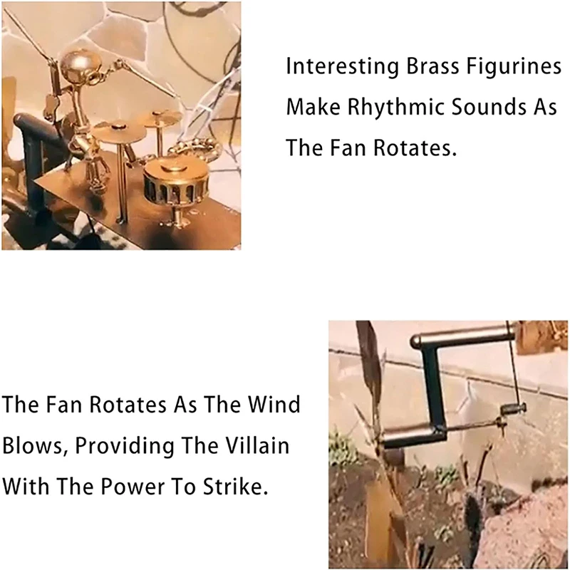 

2025 Creative Instrument Decoration Decorative Sculptures In Courtyard Handmade Metal Drummer Windmill Gardens Craft Statues