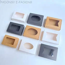 50pcs Christmas Carton Box with PVC Window Cardboard Soap Box Cosmetics Packaging Boxes for Business Nail Polish Packing Box