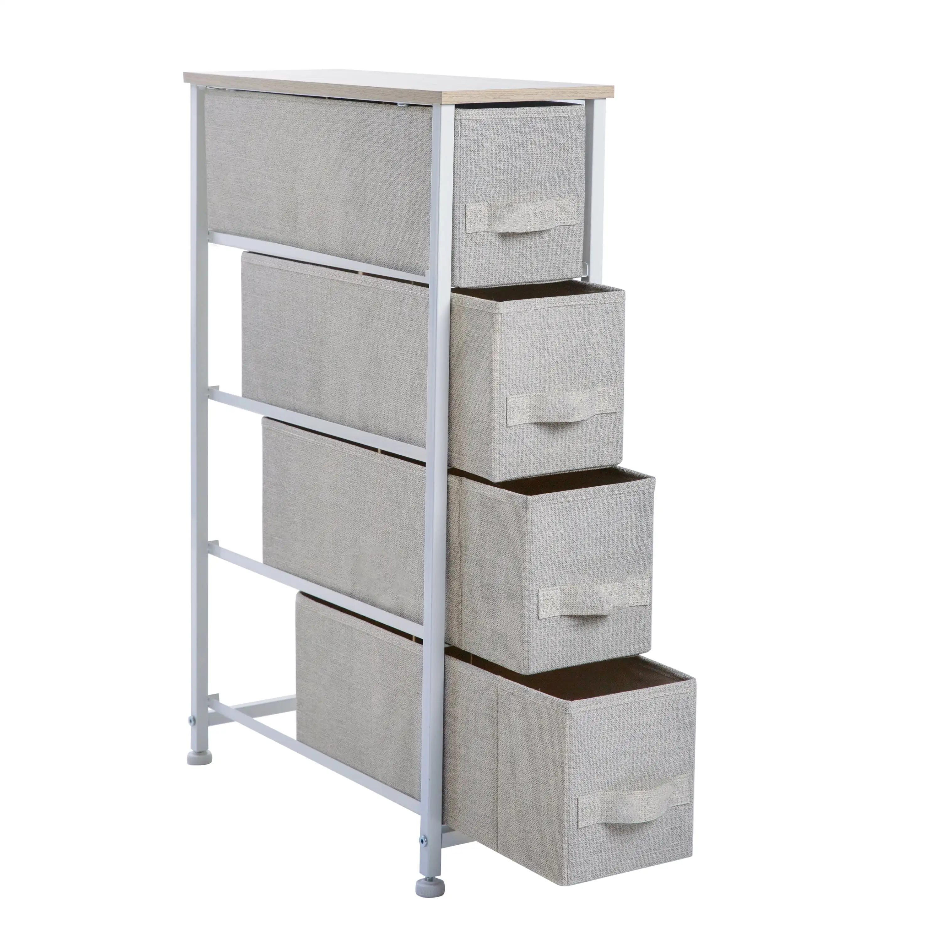 

Adult 4 Drawer Slim Chest Dresser with Fabric Drawers, Beige