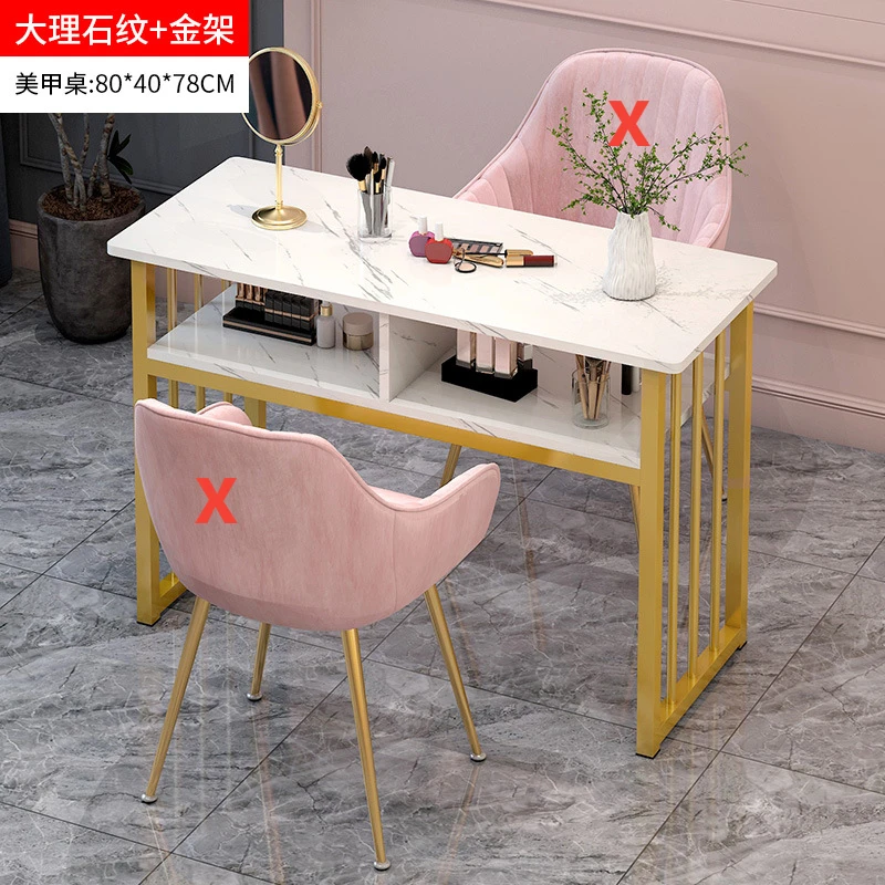 Modern Minimalist Ins Economical Nail Salon Marbled Wood Table Chair Japanese Light Luxury Single Double Manicure Tables Mesas