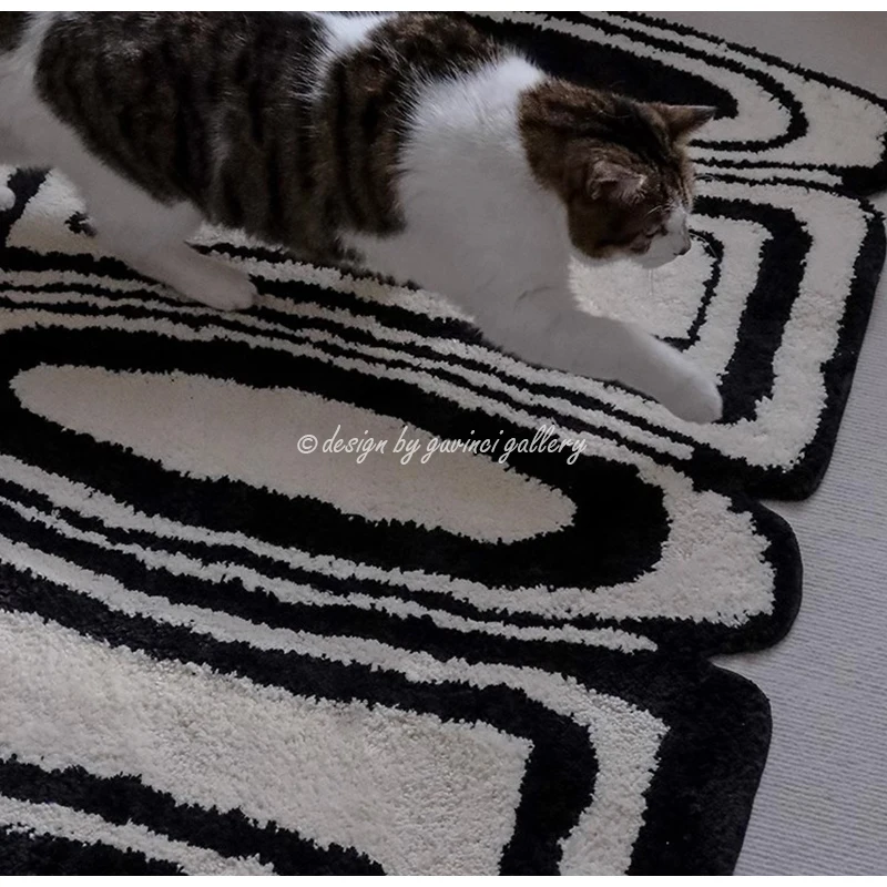 GUVINCI Swedish Style Modern Simple Design Carpet Luxury Hand Tufting Throw Rugs Decorative Door Mat Entryway Non Slip 80x110cm