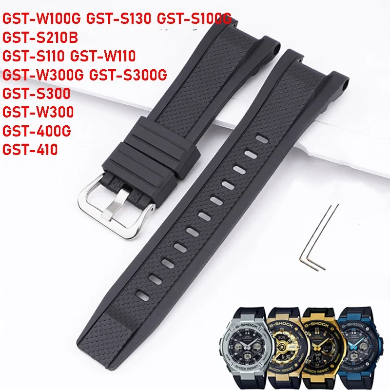 

for Casio G-Shock GST-W300 W300G GST-S300 S210B S110 GST-W110 Resin Watch Strap Camo Rubber Wrist Band Bracelet GST Series