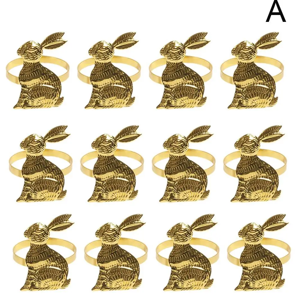 

12pcs Alloy Easter Rabbit Napkin Rings Bunny Napkin Holder Rings Buckles For Easter Holiday Wedding Party Dinning Table Dec B1q5