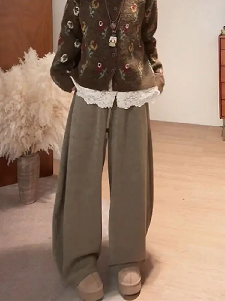 

Loose Wide Leg Pants Women's Autumn Winter New Sle Drapey Fce High Waist Straight Cut Casual Trousers Slimming Effect