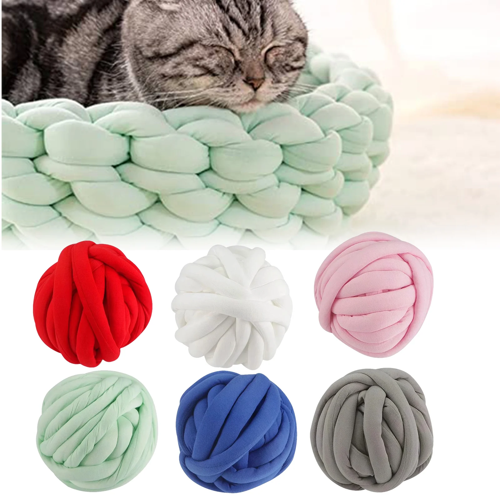 T-Shirt Yarn Chunky Cotton Yarn For Arm Knitting Giant Bulky Yarn 1 Roll20 Yards For Making Pets House Blanket Doormats Cushions