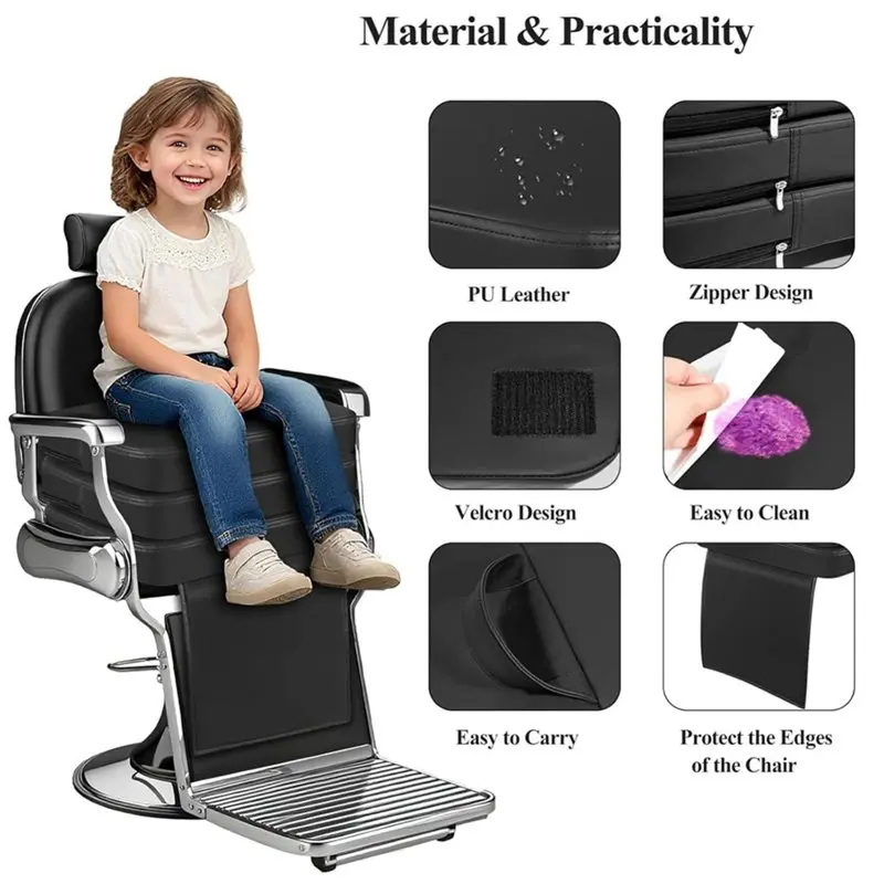 AEE4-Barber Booster Seat For Kids, 3-Layer Adjustable Children Salon Booster Seat For Hair Cutting With 45D Sponge