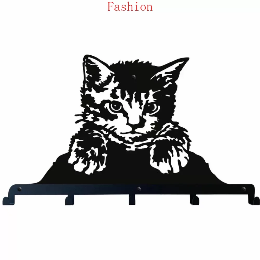 

1pc Cute Little Cat Metal Wall Hanger Metal Iron Coats Hats Keys Umbrella Rack Home Decoration Towel Rack Coat Rack Wall Mounted