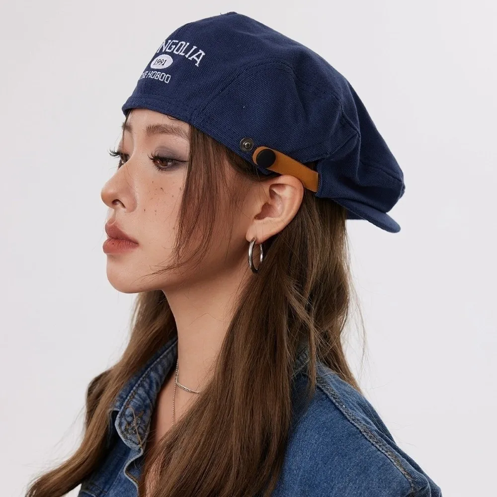 

Vintage Cotton Letter Embroidery Beret Flat Adjustable Newsboy Cap American Style Classic Forward Hat Spicy Girls