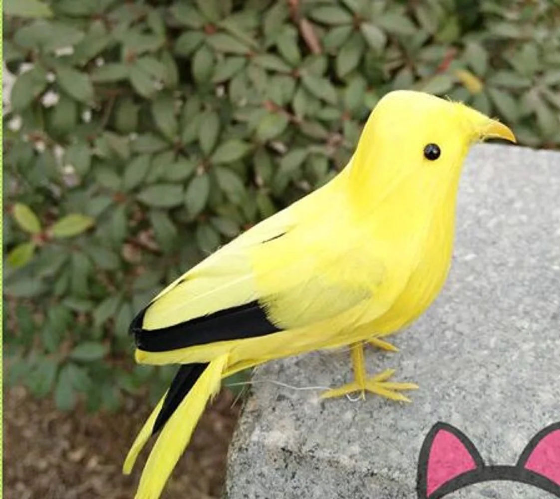 Mini Cute Simulation Yellow Bird Model 13cm Foam & Feathers Soft Touch Small Animal Toy for Kids