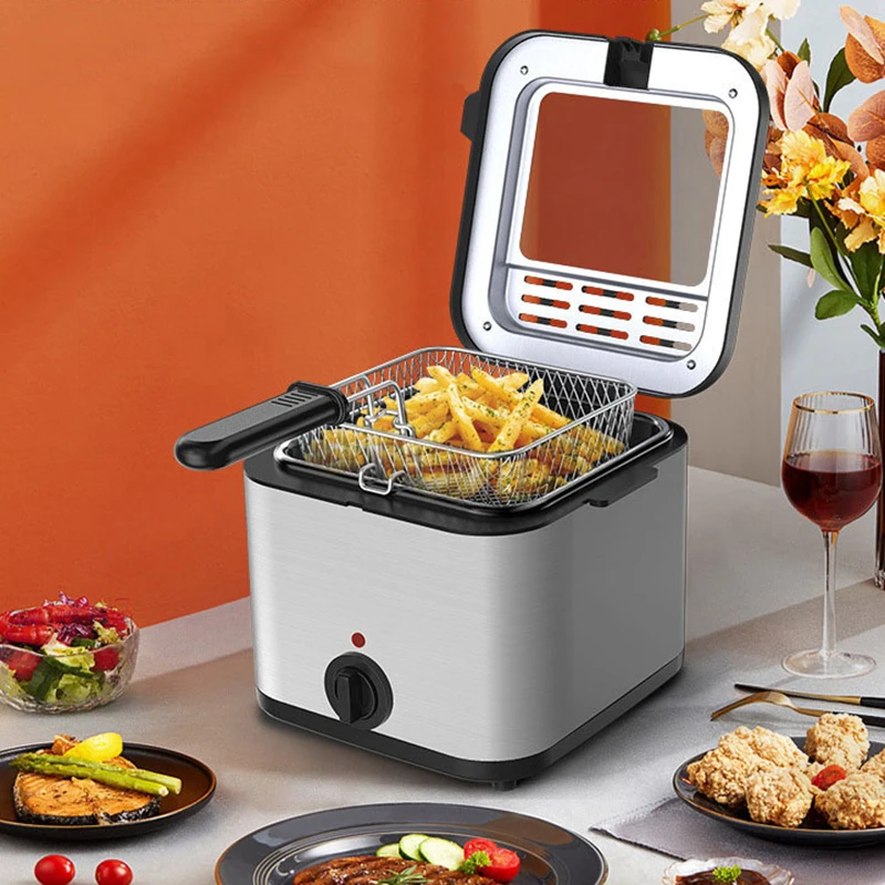 Smart Fryer 1500W 2.5L Large Capacity Kitchen Fryer One Touch Operation Anti-Scalding Safe Material Compact for Family Use