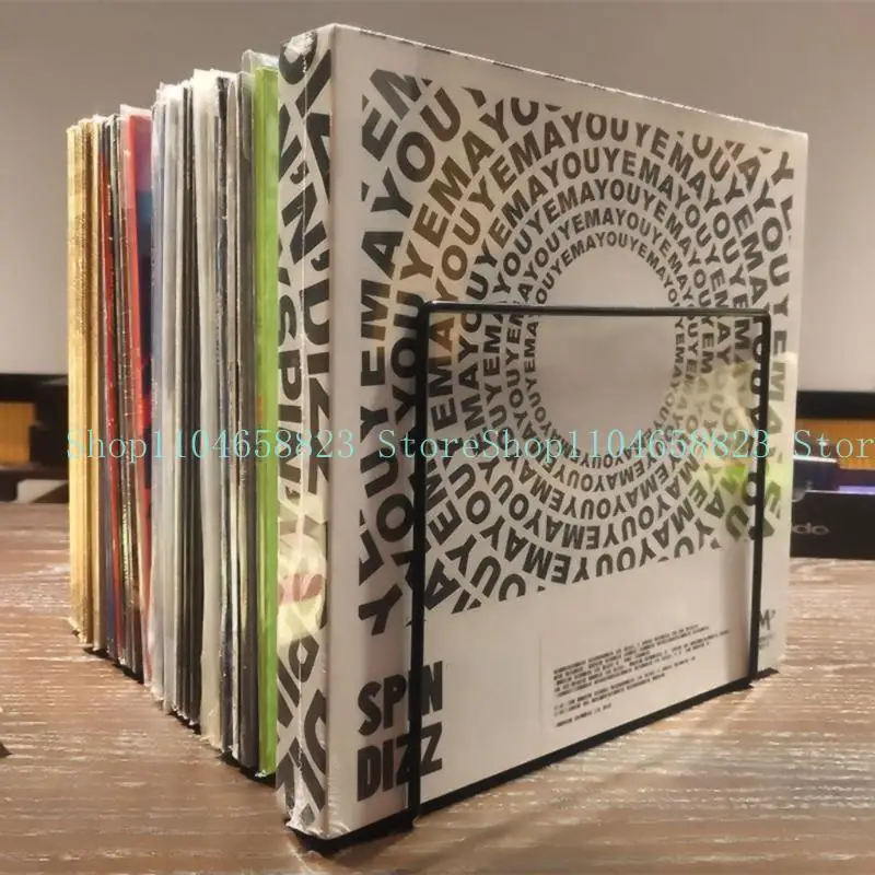 652F تخزين الحديد المعدني ل Record Rack Book Magzine Holder Desk Record Shelforgan