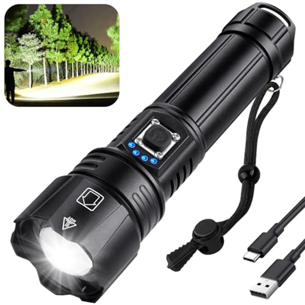 Most Powerful LED Flashlight Rechargeable Torch Lighting 1500M Tactical Lantern Ultra Powerful Flashlight With Usb Charging
