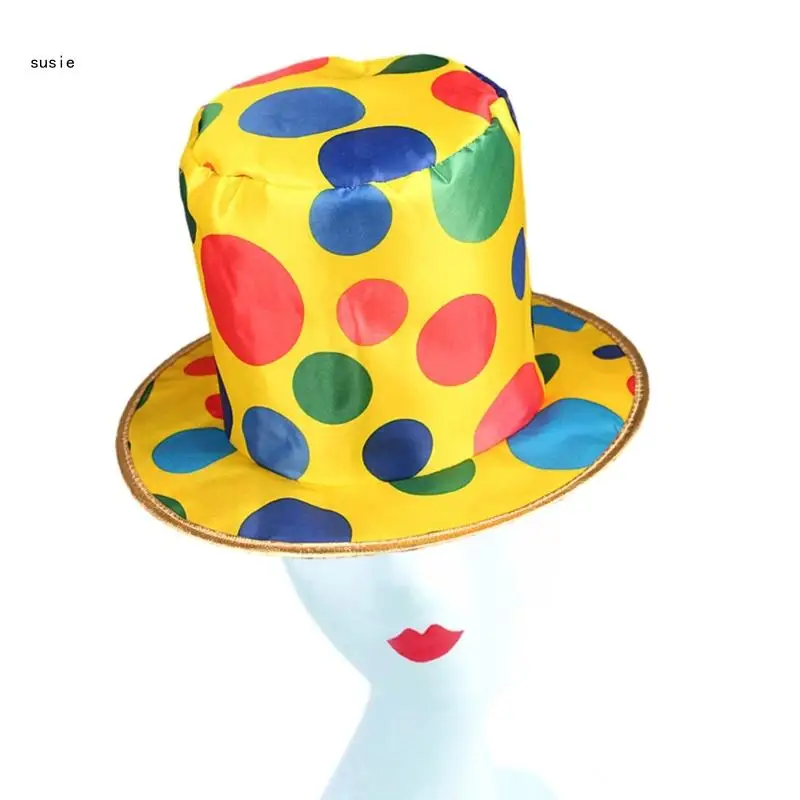 X7YA Cappello da Mago per Adulti Costume da Pagliaccio Halloween Cappello a Cilindro da Pagliaccio Colorato Cappello da Clown