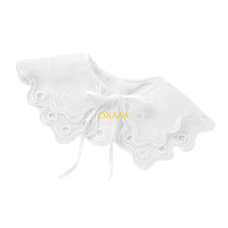 DXAA Unique Charm Shawl Floral Embroidered Shirt Collar Wrist Cuffs Sleeve Summer Wardrobe Essential Elegant
