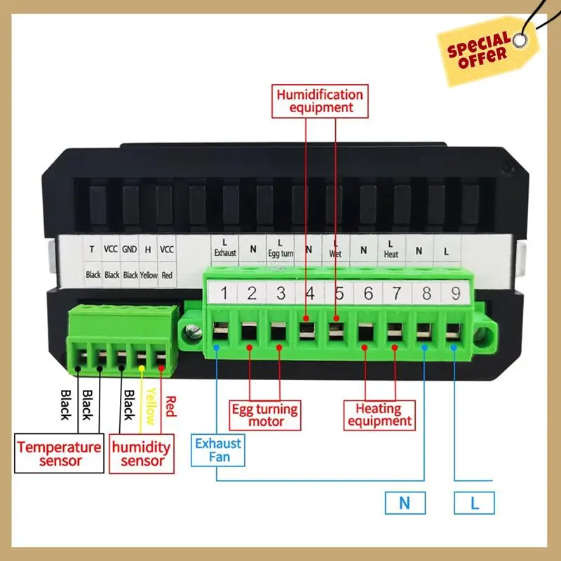 HT-10 инкубаторный термостат контроль температуры и влажности с индикатором увлажнения и нагрева 110-220 В черные аксессуары