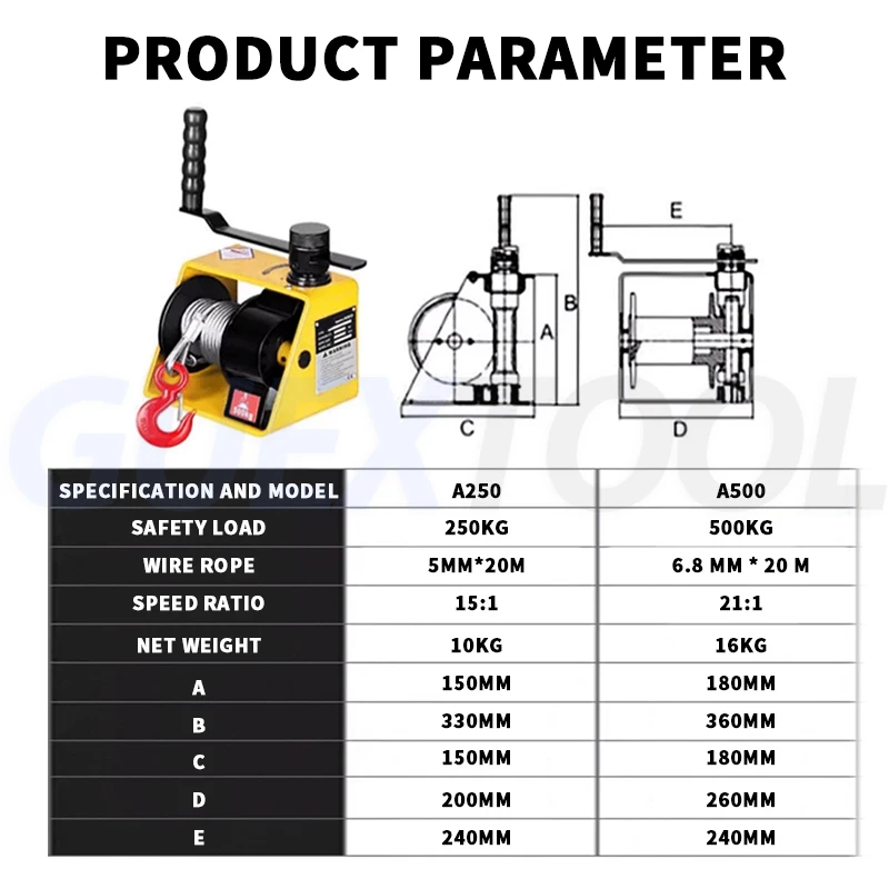 Turbo worm lier zware handleiding lieren zelfsluitende hand capstan draagbare turbo lier  Turbine Worm Handlier Dubbele Directionele Zelfsluitende Zware Hand Lier Bouw Aanhangwagen Lier Handmatige Heflier