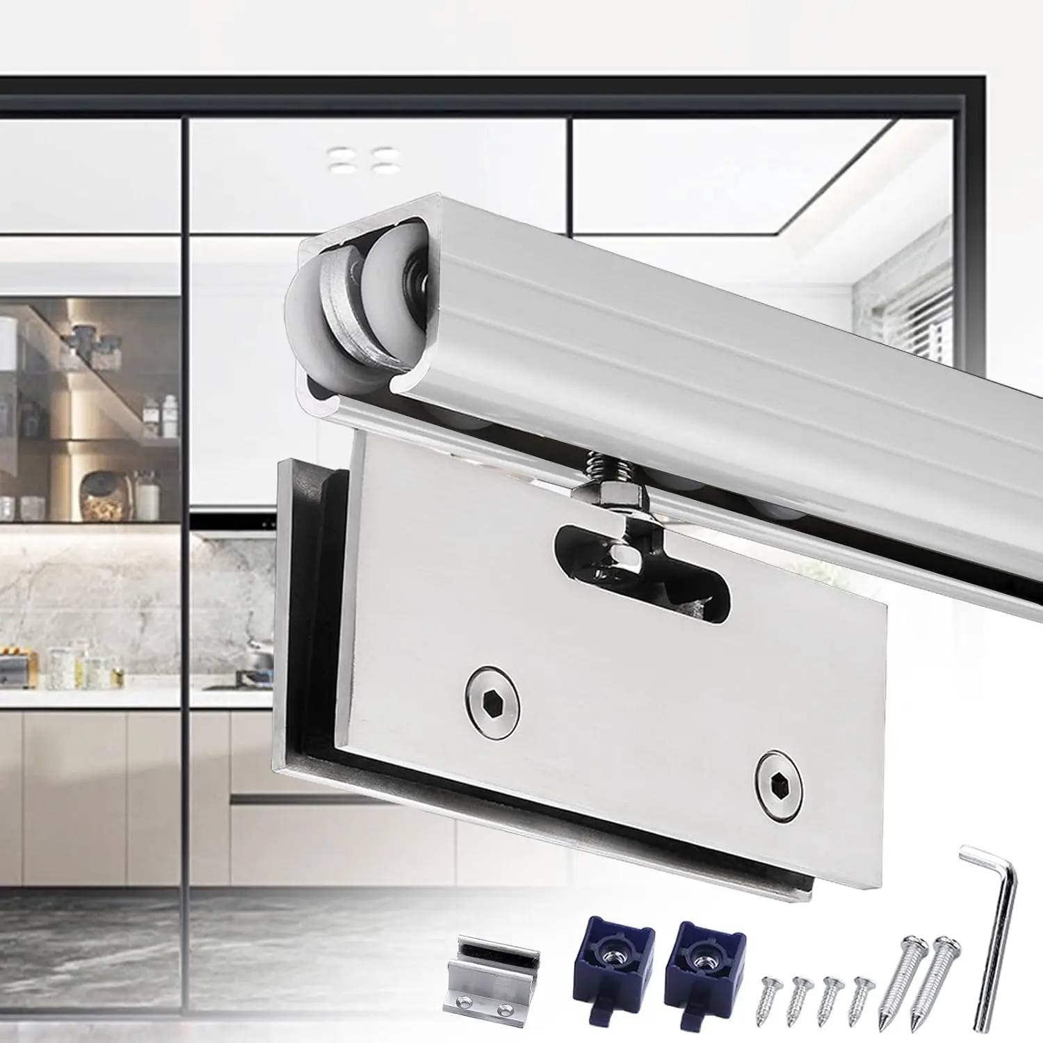 Heavy-Du Sliding Door Hardware Kit for Patio s Doors - Clete Barn Door Track System, Easy Inll Accessories for Modern Homes & In