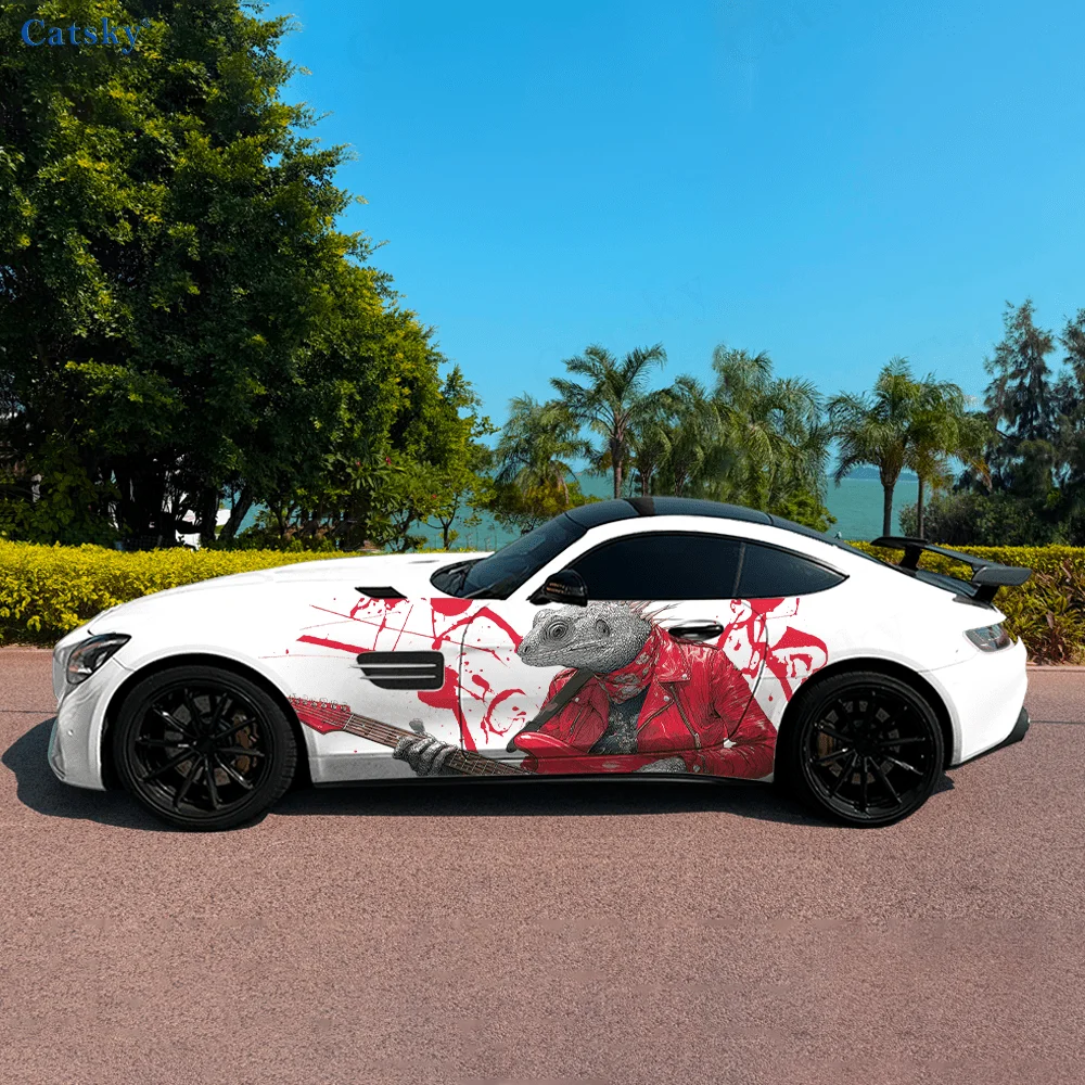 

Lizardman Red Jacket Guitar Car Vinyl Wraps Decal Self-adhesive PVC Sticker Suitable for Trucks SUV Decor Auto Accessories Gift