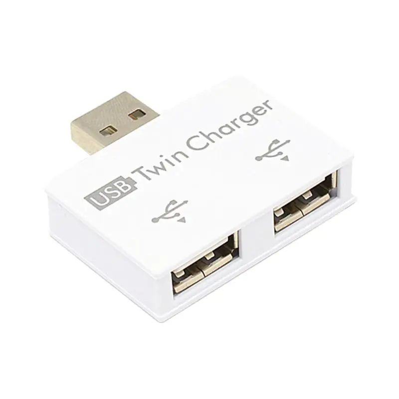 Double chargeur double répartiteur USB à 2 ports, Hub USB, adaptateur chargeur à 2 ports pour téléphone PC