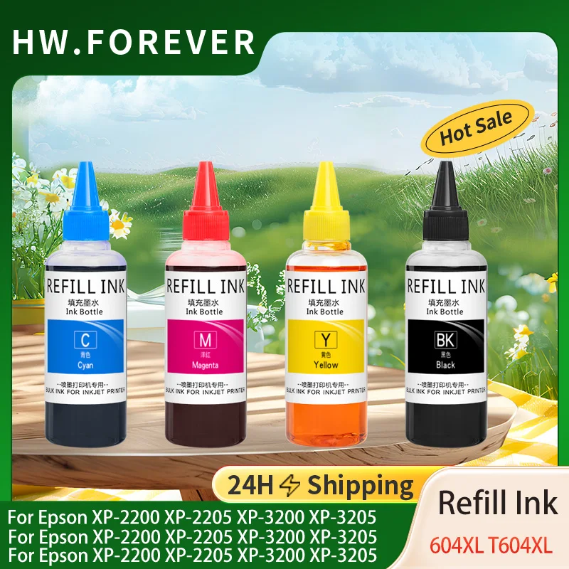 604 T604XL 604XL Refill Ink Dye Inks For Epson XP-2200 XP-3200 XP-4200 XP-2205 XP-3205 XP-4205 WF-2910 WF-2930 2935 2950 Printer