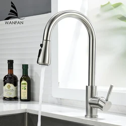 G1/2 Kitchen Faucet Stainless steel Surface Hot and Cold Water Faucet Kitchen Sink Faucet Pull-out Kitchen Faucet Single Hole