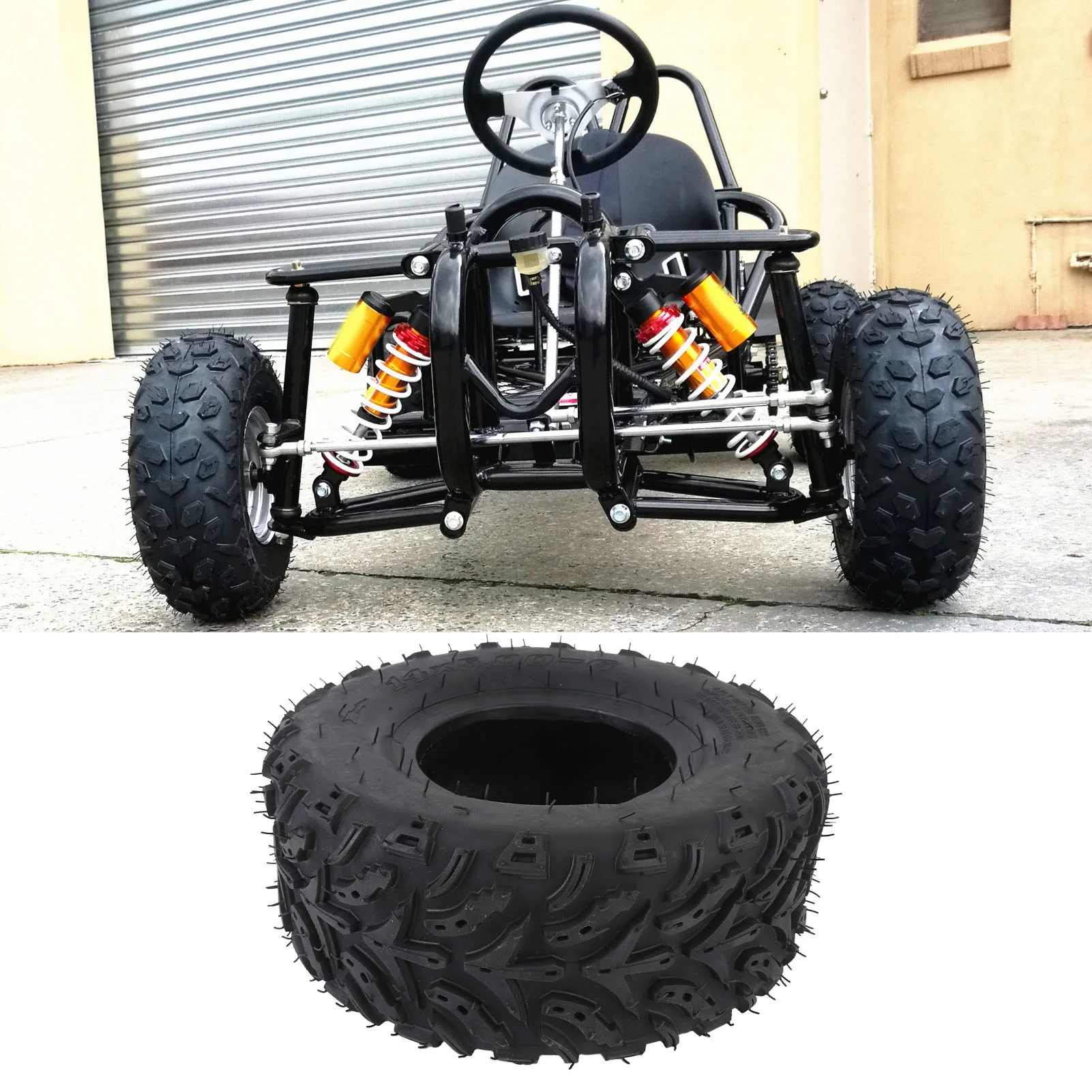 6inch ATV Front Wheel Tire with Rim Rubber Tubeless Vacuum Tire for ATV Quad Off Road Go Kart Golf Cart Mini Bike