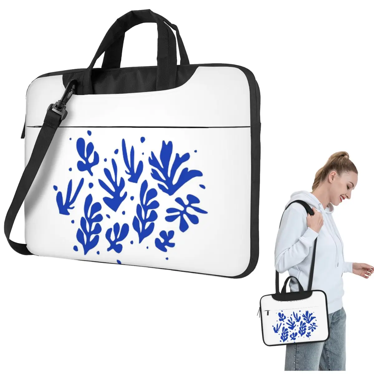

Leaves Pattern Plants Inspired By Henri Matisse Crossbody Laptop Bag Case Computer Bag 13 14 15.6 Inch Notebook Pouch for Lenovo
