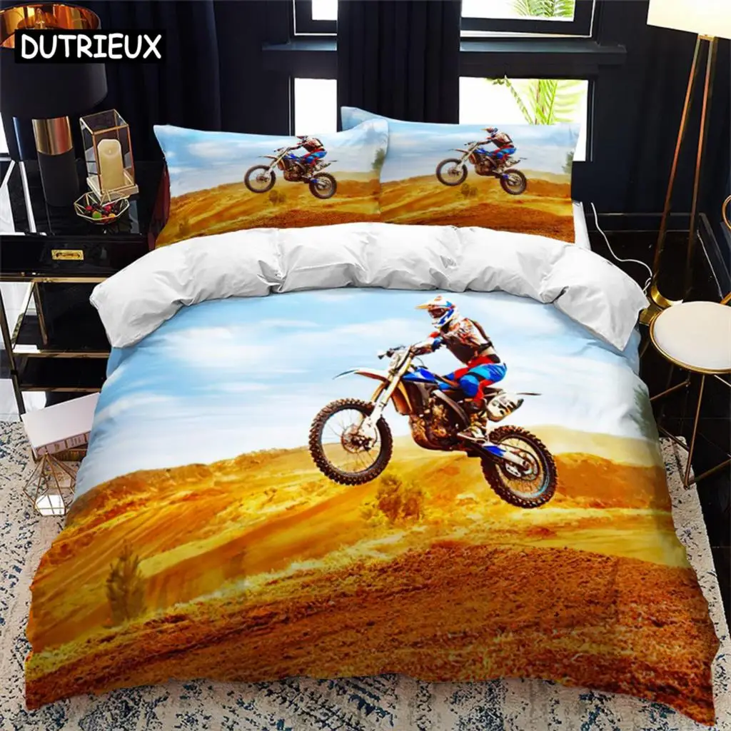 

Motorcycle rider bed duvet cover set queen calico Twin size comforter bedding set Single complete set