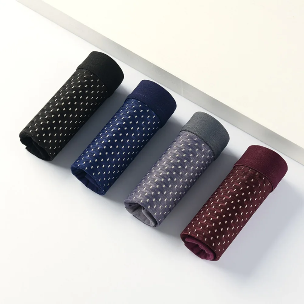 

4 шт./лот, новые высокоэластичные мужские трусы-боксеры, тонкие стильные сетчатые трусы из ледяного шелка, нижнее белье большого размера, нижнее белье