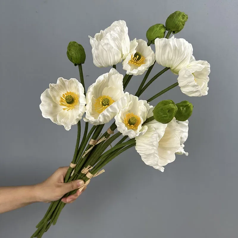 2 Pezzi Artificiali 3 Teste Papavero Bouquet Pu Fiori Finti Casa Soggiorno Decorazione Arancione Piccoli Papaveri Fiore Di Simulazione