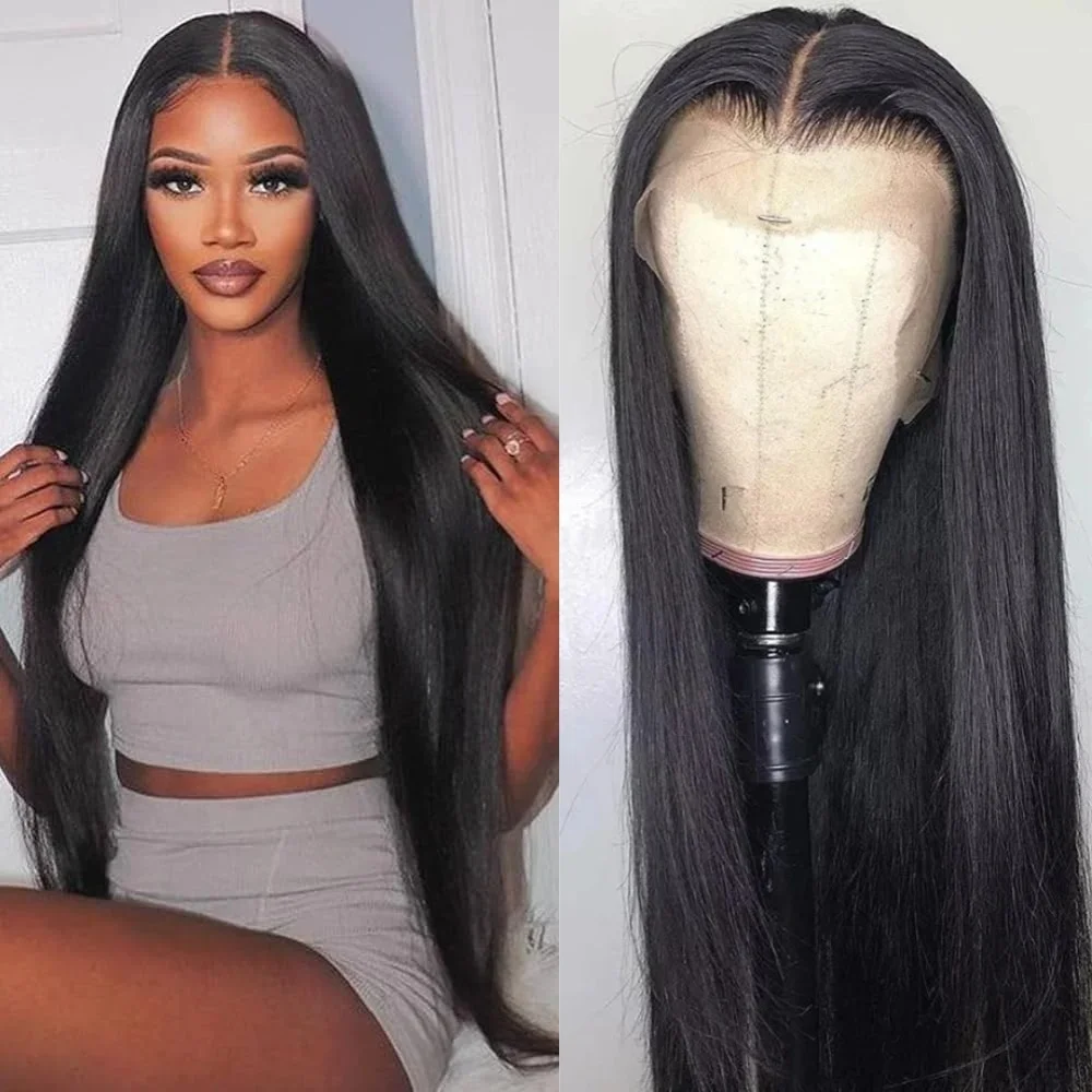 

Прямые парики 13x4 с кружевной передней частью для женщин, плотность 180, HD прозрачные, 30 дюймов, длинные, предварительно выщипанные, без клея, натуральный черный цвет